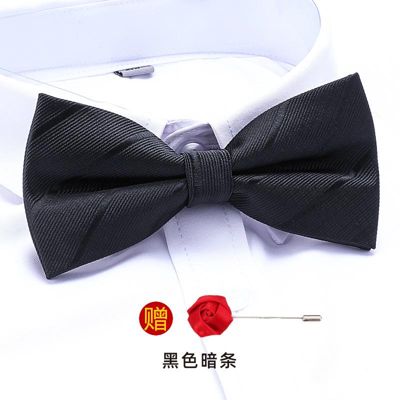 Men'S Double-Layer Synchronized Fabric Bow Tie Groom Best Man Banquet Wedding British And Korean Version Trendy Bow Women'S Free Brooch