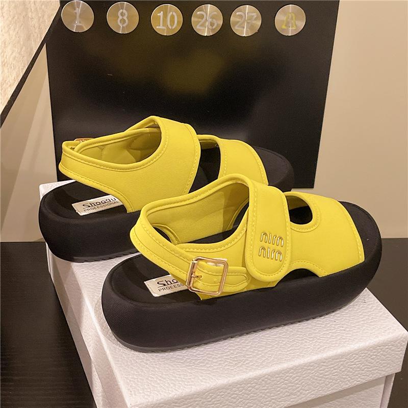 Velcro Casual Sports Sandals Women's 2025 Summer New Small Simple Trendy with Thick-soled High-heeled Women's Sandals