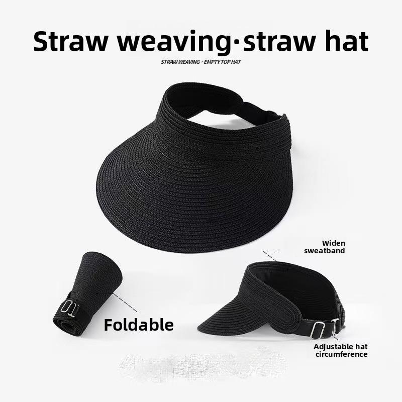 

Womens Wide Brim Sun Hat With Adjustable Straw Material For Summer Activities чорний