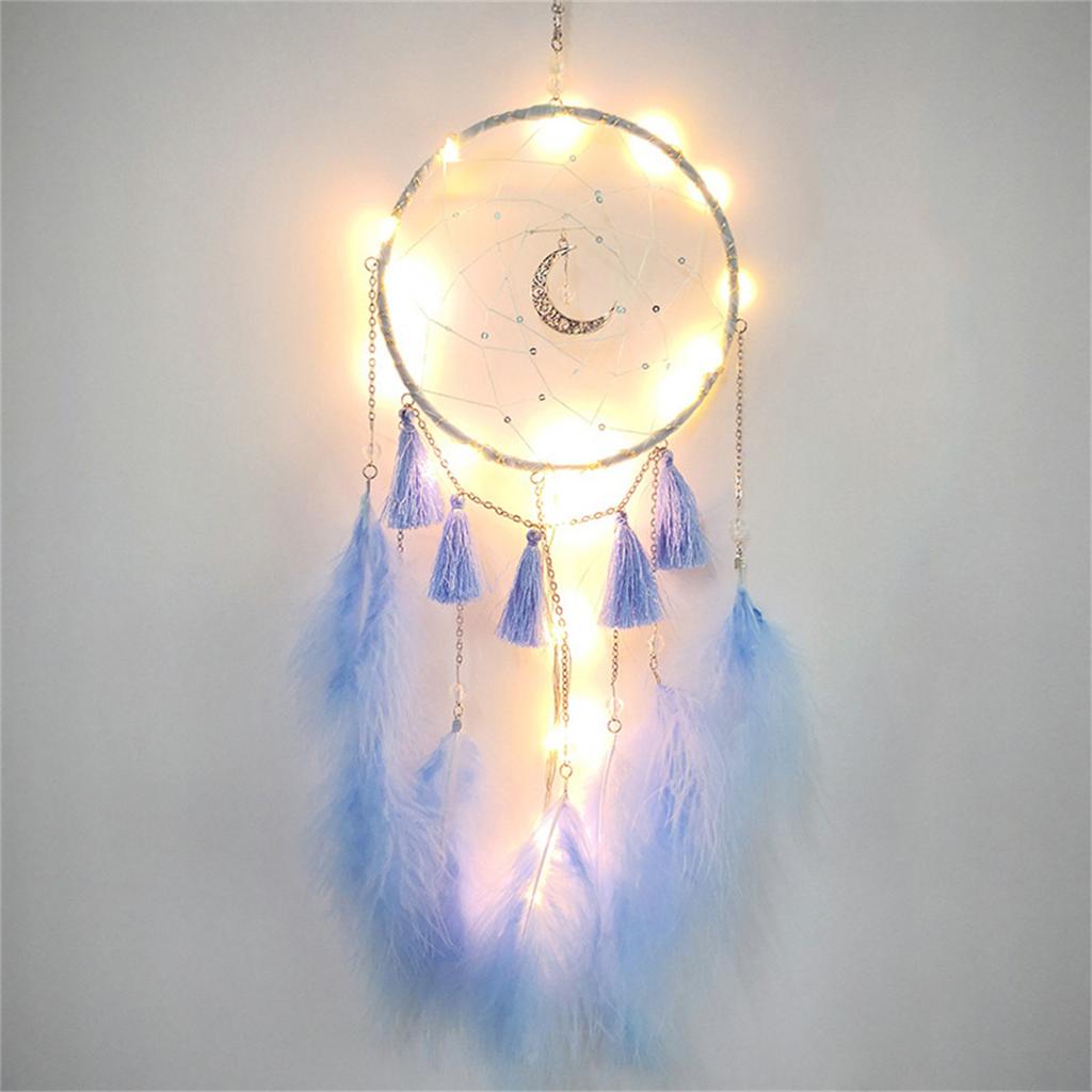 Popular Fairy Moon Dream Catcher Pendant Wind Chime Feather Ornaments Living Room Yard