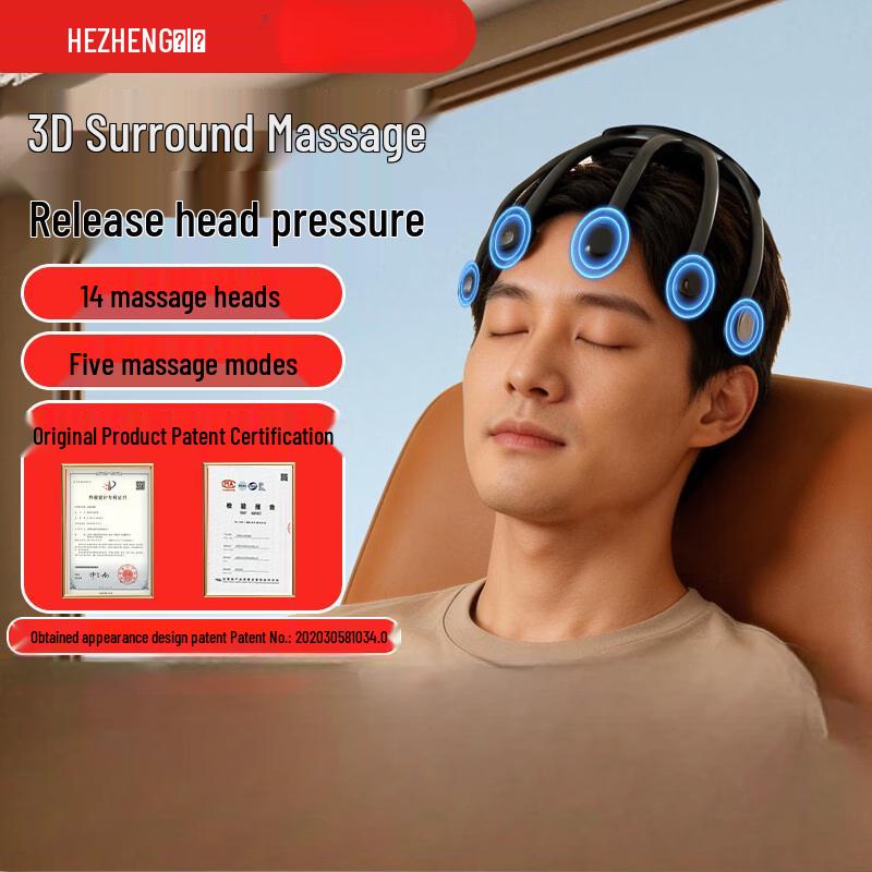 HEZHENG Multi-Dimensional Electric Head Massager CN Plug (adapter Included)