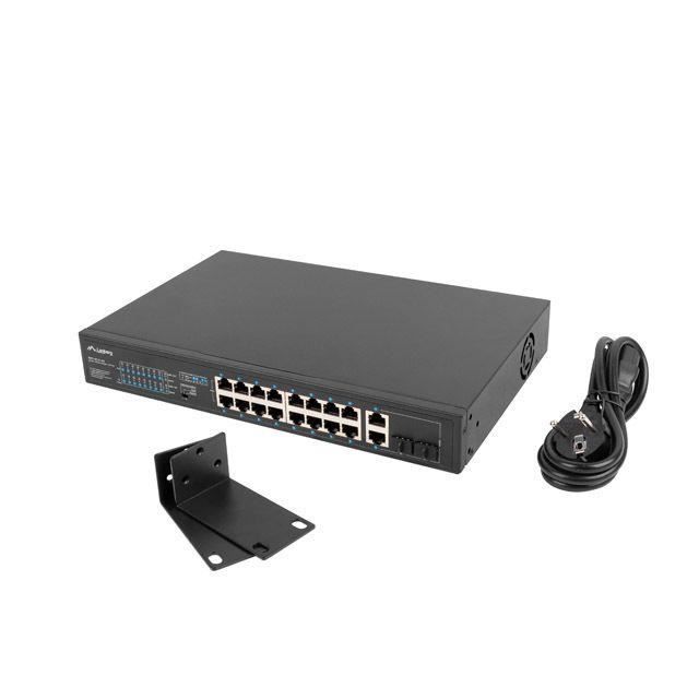 Lanberg Switch Rack 19 POE+ 16x 100MB /2X COMBO GIGABIT ETHERNET 250W - RSFE-16P-2C-250