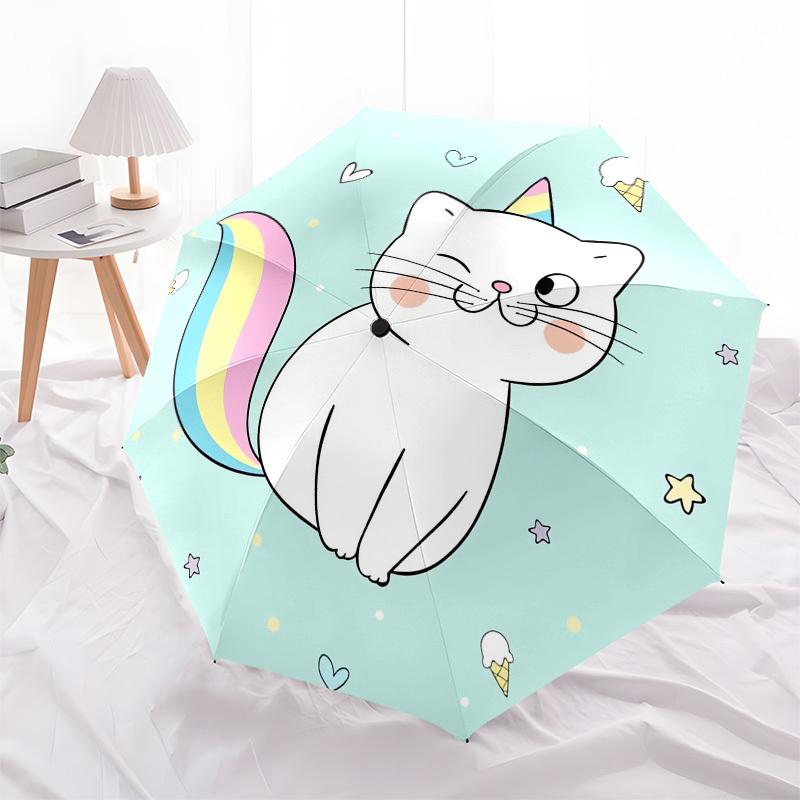1 Stück Einhorn-Katze-Thema Hochwertiger Regenschirm, Automatisches Öffnen und Schließen, Multifunktionaler Regenschirm G0811281