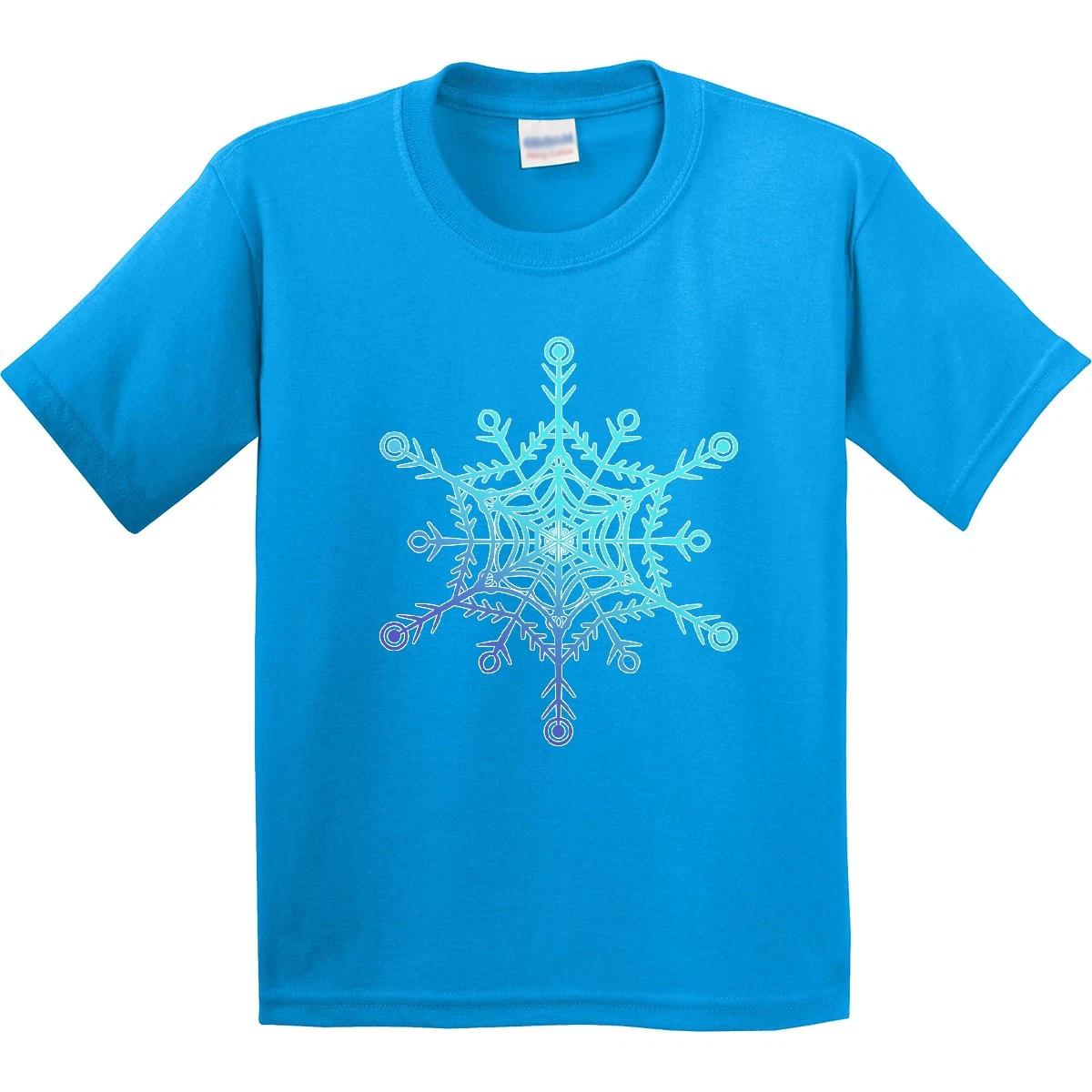 Inktastic Christmas Blue Ice Snowflake Youth T-Shirt Mandala Style Purple Green 100