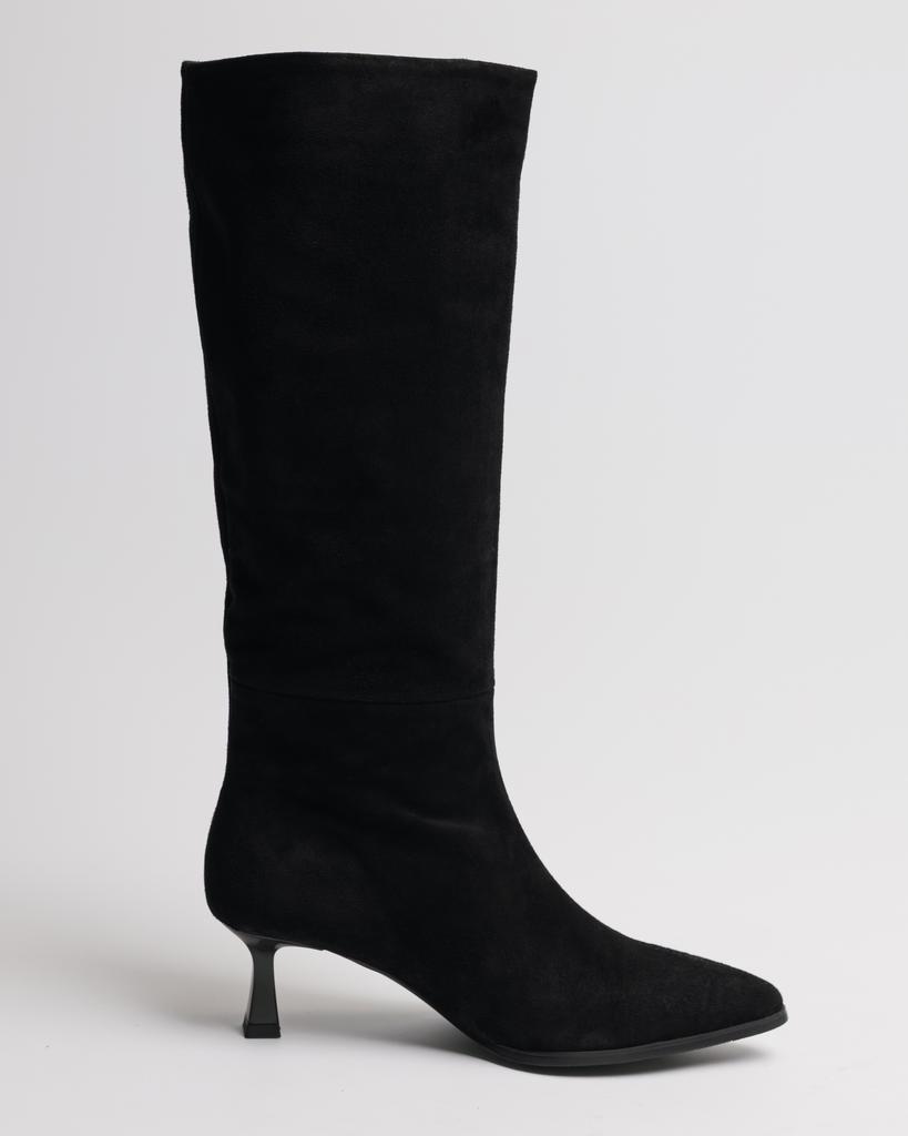 Сапоги на шпильке Melanda 61058 37 черные замша велюр