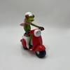 1pc Funny Motorcycle Frog Decor , Riding Red Scooter-like Motorcycle, with Helmet, Green Frog Decoration for Home, Office, Party