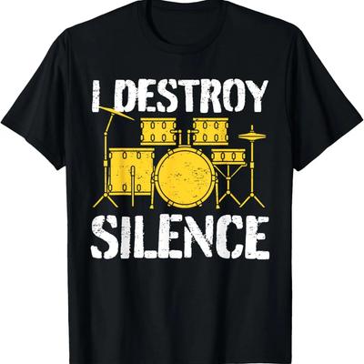Lustiges Schlagzeuger-T-Shirt mit Aufdruck „Ich zerstöre die Stille“