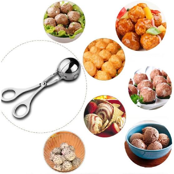 2 PCS None-Stick Meat Ballers, Stainless Steel Meat Baller Tongs, Cake Pop Meatball Maker Ice Tongs, Cookie Dough Scoop for Kitchen. (1.38" and