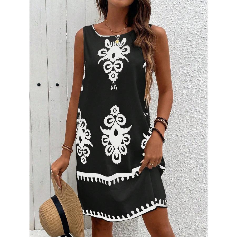 

Women s Sleeveless Printed Casual Summer Dress Vacation Beach Outfit Bohemian Dresses Woman Summer Y2k Clothes Female Clothing 8XL