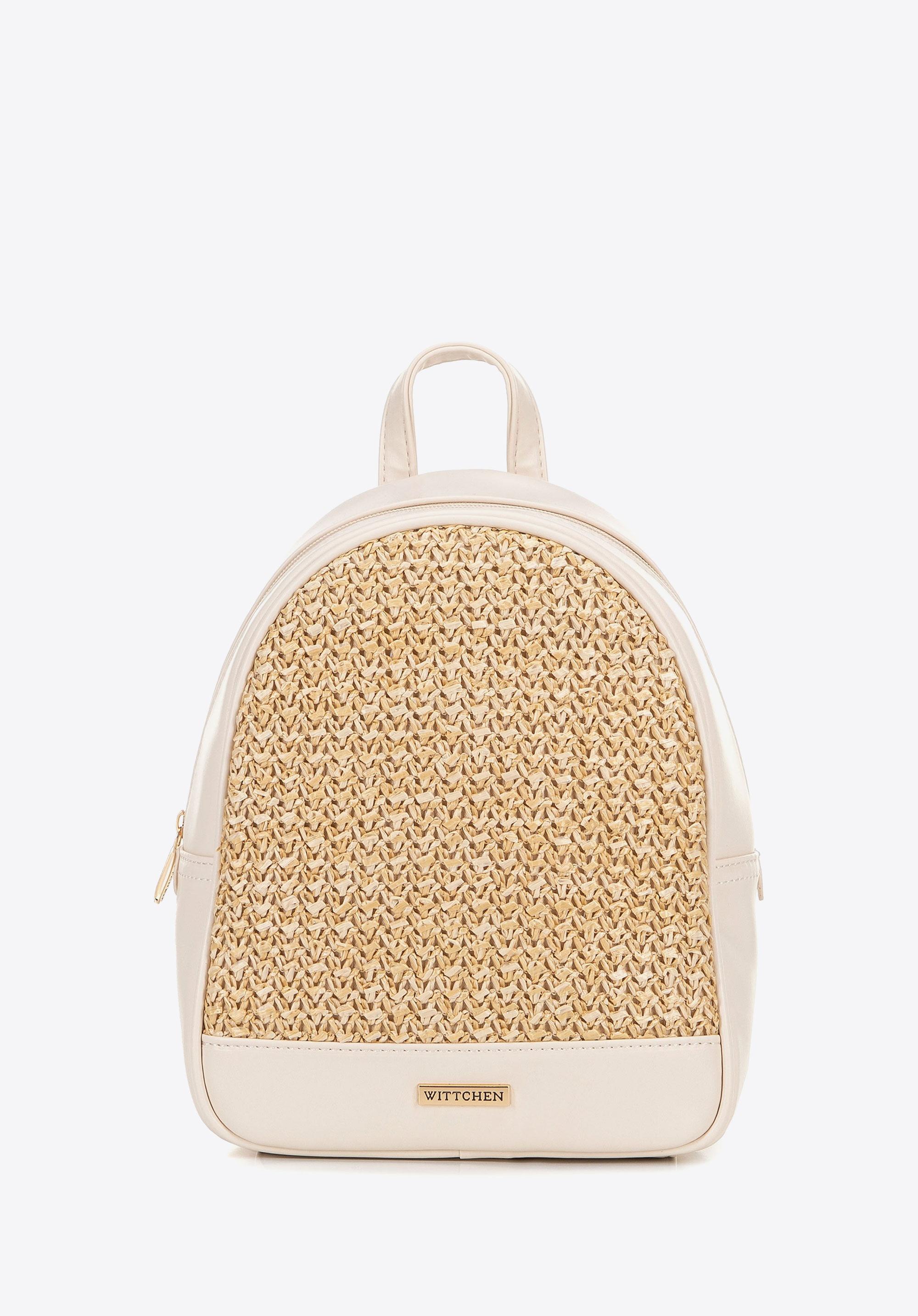 Super Merchant Wittchen Damesrugzak Met Een Vlechtwerk, Crème En Beige, Crème En Beige, Eco-Leer