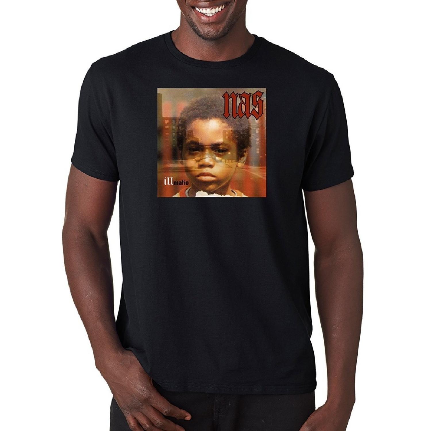 Nas Illmatic Album Cover T Shirt Classic Hip Hop Tee Rap Rapper Vintage Style T-Shirt Nasir (Medium, Black), Medium, black, Medium S