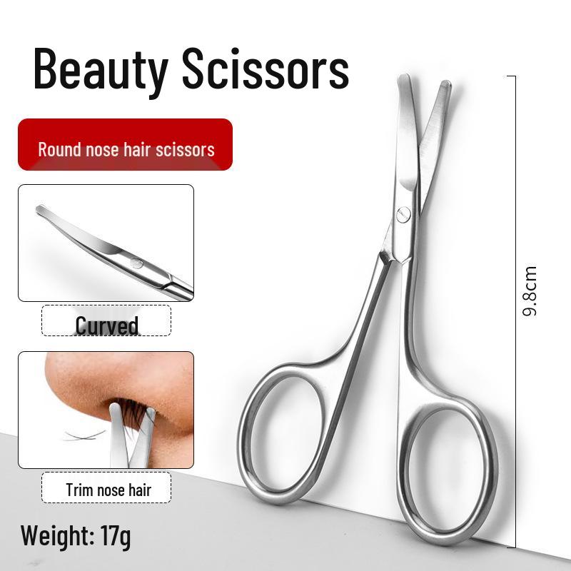 Stainless Steel Round-Head Nose, Eyebrow, Eyelash, and Makeup Scissors