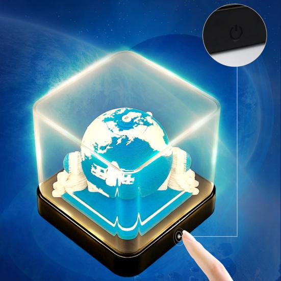 2026 Tidsstycke Kalender 3D Självhäftande Notislappar Bordskalender med LED-ljus Memoblock Konst Veckokalender Pappersskulptur Gåva till Kollega Vän Skrivbord