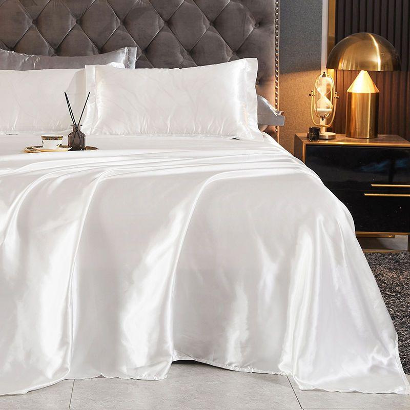 Flat Sheets Ice Silk Solid Skin-friendly Rayon Satin Modern Bedsheets Protective Universal Breathable Household Dormitory Bed