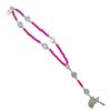 Catholic Cross Finger Chain Double Layer Imitation Pearl Beaded Wrist Chain Cross Rosary Bracelet for Women and Girls