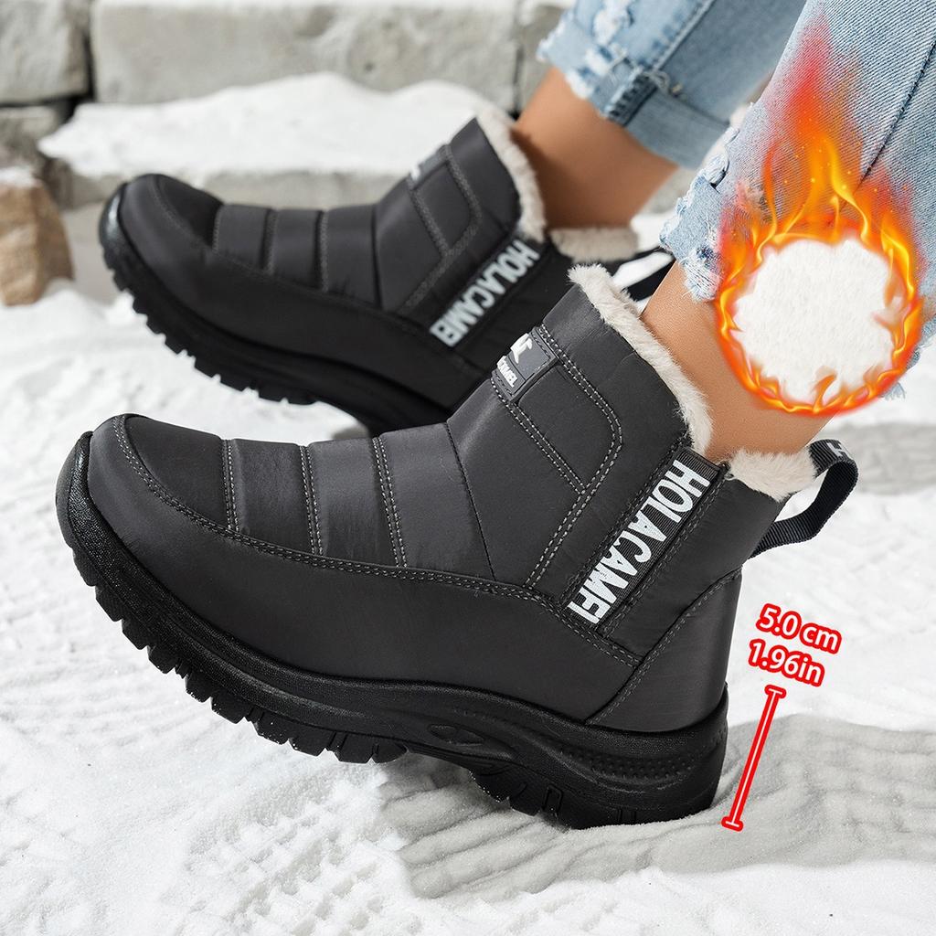 Women's Large Size Winter Warm Snow Boots Padded Lining Ankle Boots Fur Integral Non-slip Hiking Sports Cotton Boots