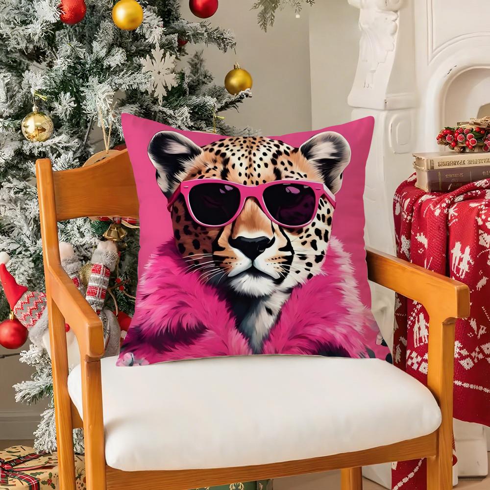 Cute Funny Cartoon Party Decorations Animals Pillow Case Silky Short Plush With Invisible Zipper Dustproof Sofa Cushion Cover