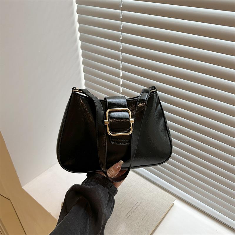 

Niche underarm bag women s retro new fashion shoulder bag texture large capacity exquisite messenger bag чёрный