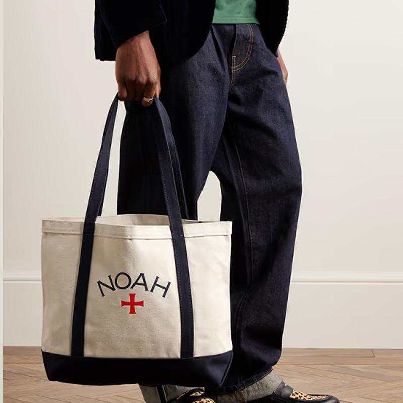 New NOAH Cotton Canvas Bag Tote Bag Shopping Bag Handbag Regular Unisex Natural & Marine Blue B001NOAHNVY