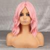 MISS WIG Fioletowa Falowana Syntetyczna Peruka z Włókna Odpornego na Ciepło dla Kobiet z Grzywką Czarno-Różowo-Brązowa Peruka Cosplay do Noszenia na Co Dzień