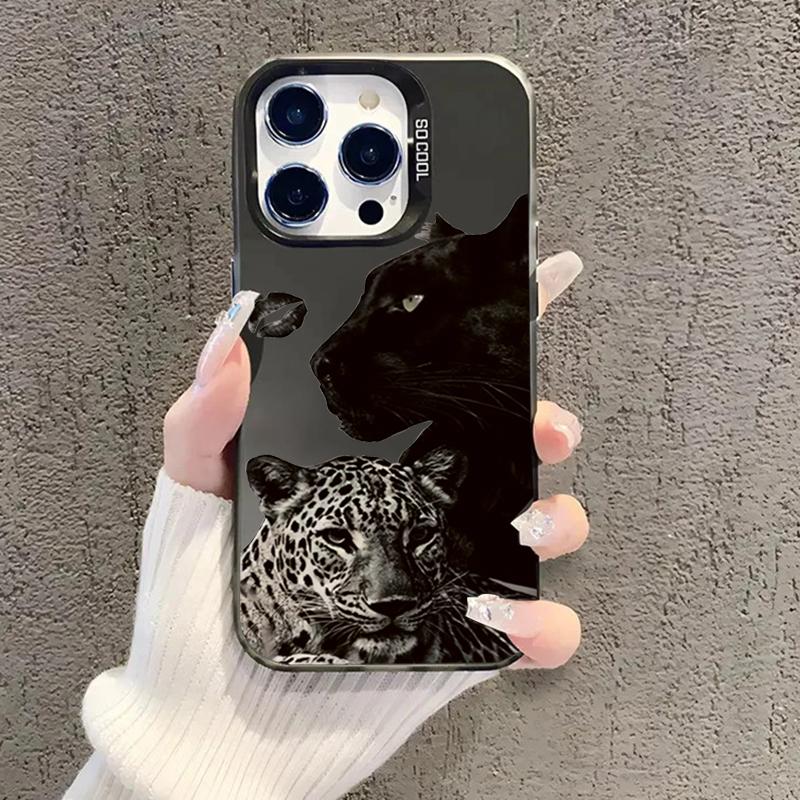 Cool Leopard Black Panther Case For iPhone 17Air 16 15 14 13 12 11 Pro Max Plus Animal Pattern Luxury Shockproof Hard Cover