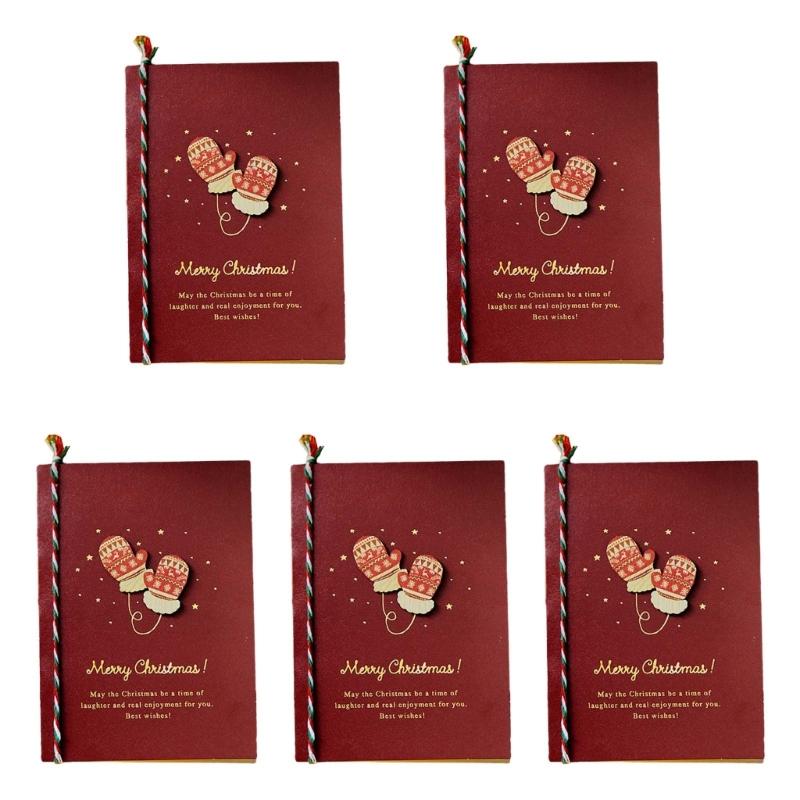 5pcs Creative Merry Christmas Greeting Cards Kid Cartoon Blessing Christmas Card New Year Postcard Gift Christmas Decor