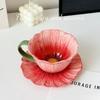 European style ceramic coffee cup set, niche women's high-value latte cup exquisite colorful flowers coffee cup