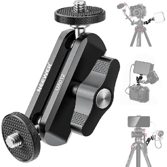 NEEWER Super Clamp with Ballhead Magic Arm, Cold Shoe, Phone/Action Camera Mount Adapter Compatible with SmallRig GoPro DJI UA012