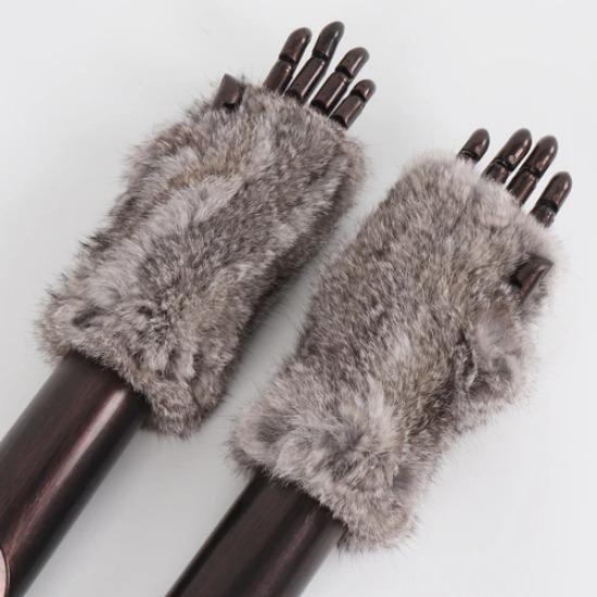 New Arrival Female Natural Rabbit Fur Gloves Knitted Warm Real Rex Rabbit Fur Mittens Women Winter Outdoor Rex Rabbit Fur Gloves