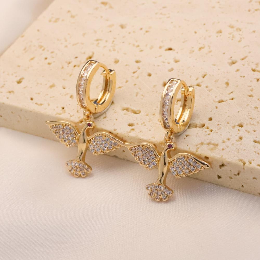 1 Pair Luxury Birdie Dangle Earrings for Women Zirconia Earring Jewelry Wedding Party Accessories