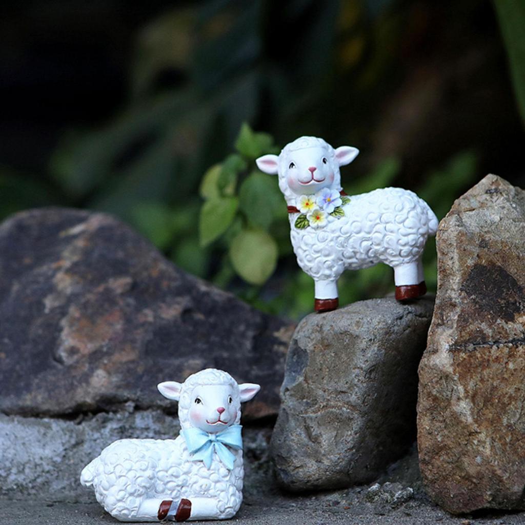 Sheep Statue Garden Accessories Flower Pot Decoration Decorative Craft DIY Gifts Landscape Ornament for Outdoor Flowerpot