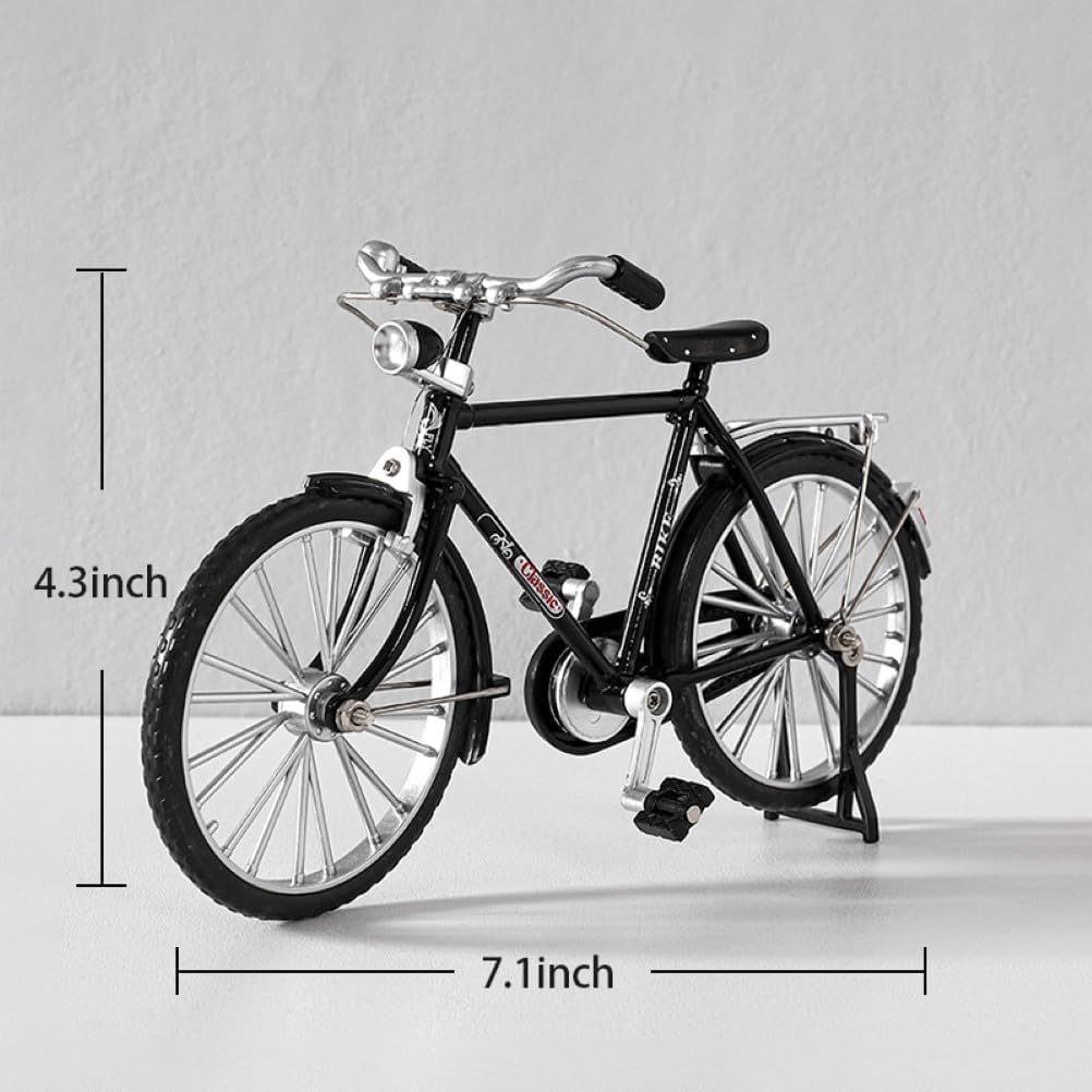 Vintage 1:10 Scale Alloy Bicycle Model – Retro Miniature Bike with Movable Parts, Inflator, Briefcase – Collectible Home Decor & Gift for Kids &
