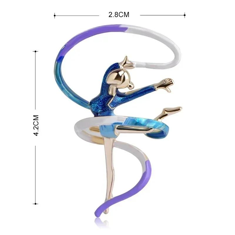 Fashion Rhinestone Enamel Gymnastics Ballet Dancer Brooch Pin For Women Cute Pins Crystal Corsage Brooch Wedding Jewelry Gift