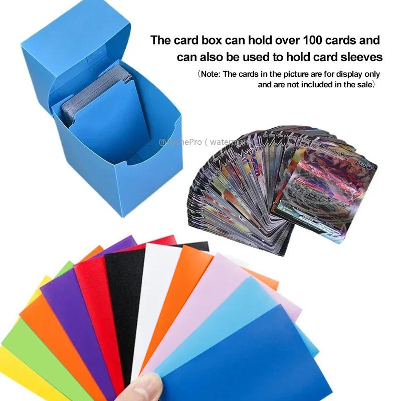 Cards Deck Box for Pokemon MTG TCG Trading Cards with 1pc Divider and 100PCS 66x91mm Matte Standard Size Card Sleeve for TCG MTG