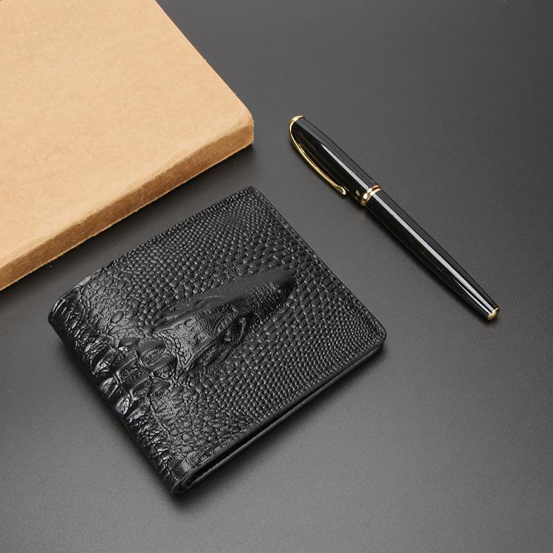 

Men s Crocodile Pattern Short Wallet with Multiple Card Slots and Retro Coin Purse чорний