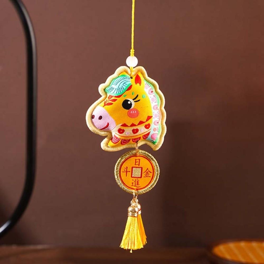 Spring Festival Pony Embroidered Pendant Tassel Car Hanging Ornaments  Zodiac Year Gift