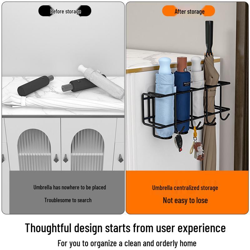 Wall-Mounted No-Punch Umbrella Rack: Large Capacity Doorway Holder
