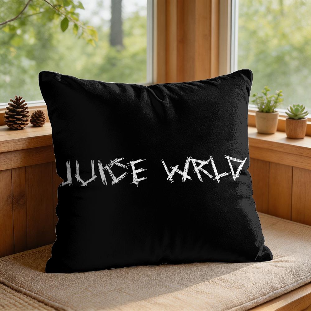 JJuice WrldS Rap Cool Cushion Cover Square Short Plush Pillow Case Living Room Sofa Home Decor Funda X