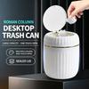 Roman Column Desktop Trash Can With One Touch Open Sealed Lid And Large Capacity Perfect For Home Office Vanity Desk Use