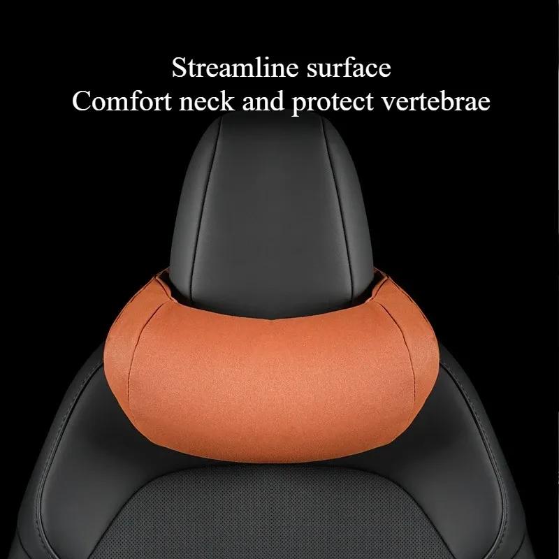For Tesla Model 3 Y X S Neck Pillow Headrest Pillow Suede Seat Headrest Cushion Auto Seat Head Support New ModelY Accessories