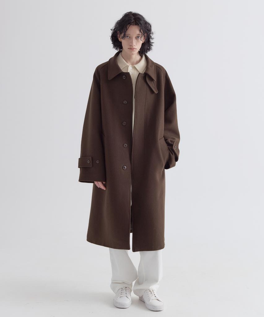 Ezio Wool Blend Balmacan Coat_Brown
