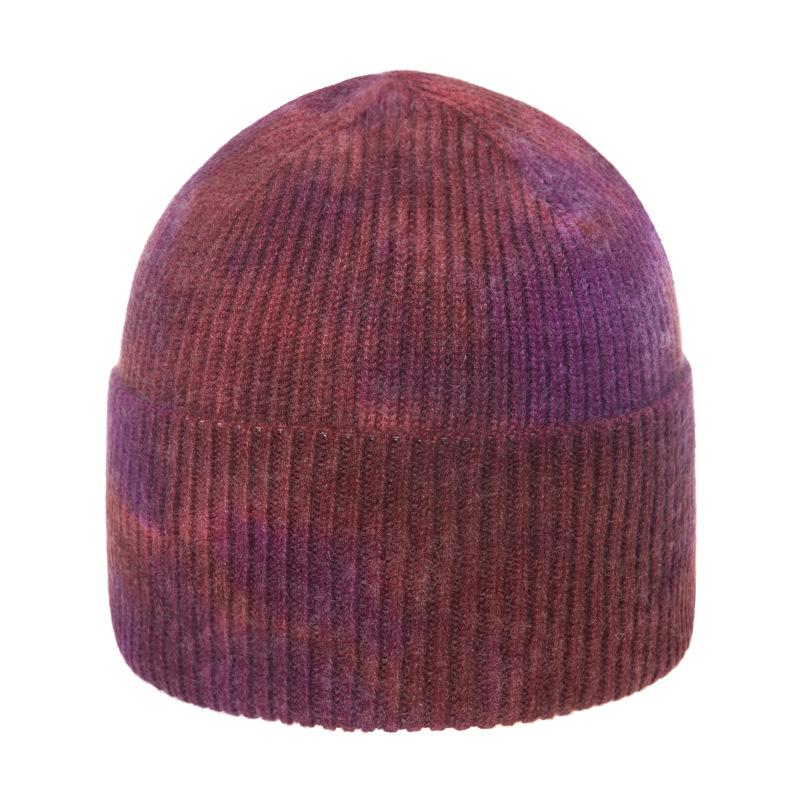 Cross-border Tie-dye Wool Hat European and American Versatile Landlord Hat Male Hip-hop Tide Knitting Gradual Change Melon Fur Hat Tide Brand Cold Hat
