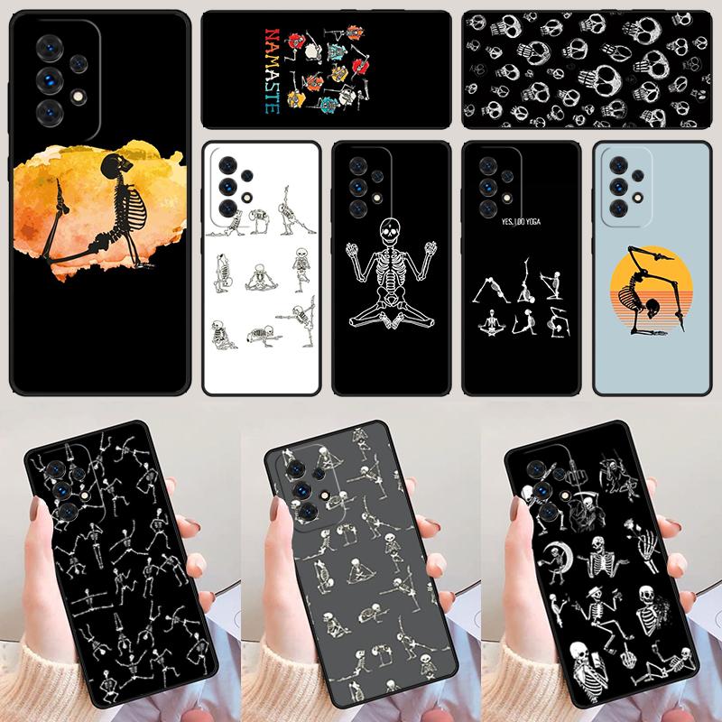 Skeleton Yoga phone case For Samsung Galaxy A42 A31 A40 A51 A71 A32 A80 A91 A52 A72 A73 A20e A21S A50 A70 A11 A12 Cover