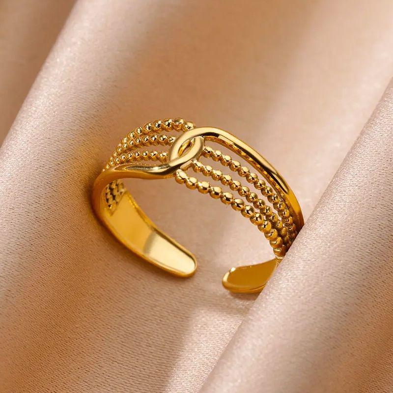 Stainless Steel Multi Layer Rings for Women Vintage Punk Open Adjustable Finger Ring Fashion Jewelry Wedding Birthday Gift 2024