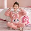 Girls Flannel Pajama Set Cartoon Warm Homewear Kids Winter
