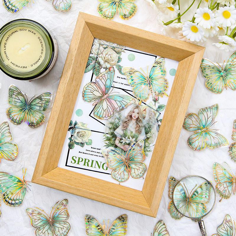 20pcs/pack PET Gilded Butterfly Stickers DIY Scrapbooking Collage Supplies Creative Decor Stationery Aesthetics Stickers