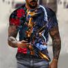 Loose Casual Plus Size Men's Short Sleeved T-shirt Eagle Soaring Print Fashionable Daily Comfortable Personalized T-shirt