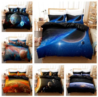 3D Heelal Planeet Beddengoedset Ruimte Thema Donzen Dekbedovertrek Kussensloop 2/3-delig Jongens en Mannen Luxe Hometextiel Dekbedovertrekset