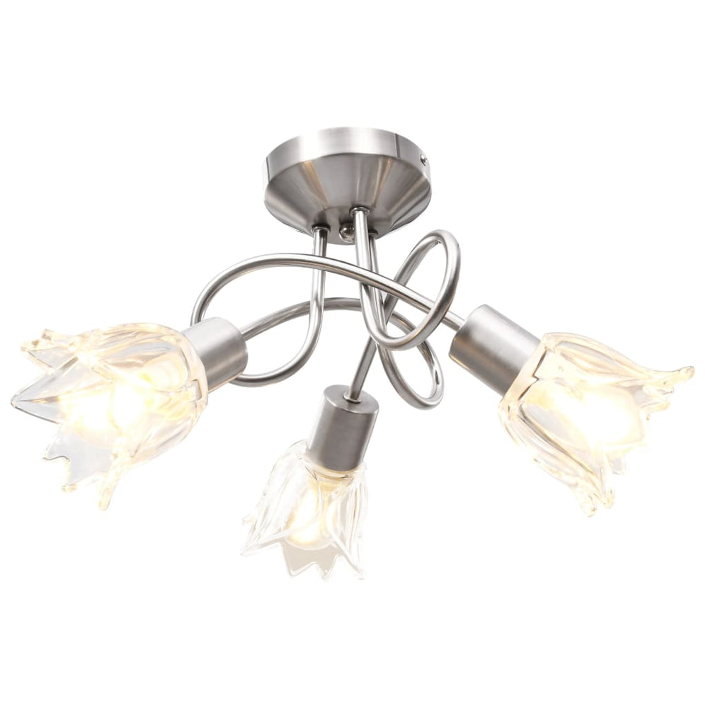 Plafonnier et abat-jour verre  3 ampoules E14 Tulipe