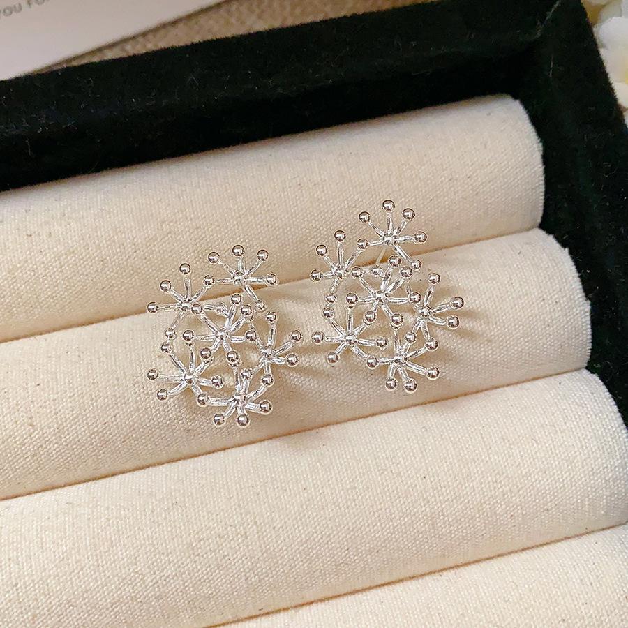 Mori Style Silver Needle Floral Glass Grape Tassel Earrings – Elegant High-End Design